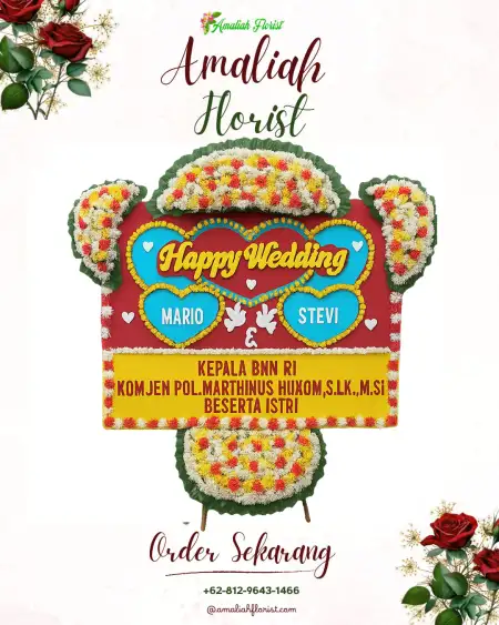Papan Bunga Pernikahan Ngrompak
